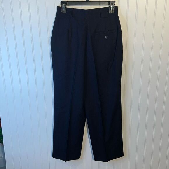 Vintage Stephanie Andrews Wool Lined Dress Pants Size 8 Navy Pleated Front - Picture 5 of 7